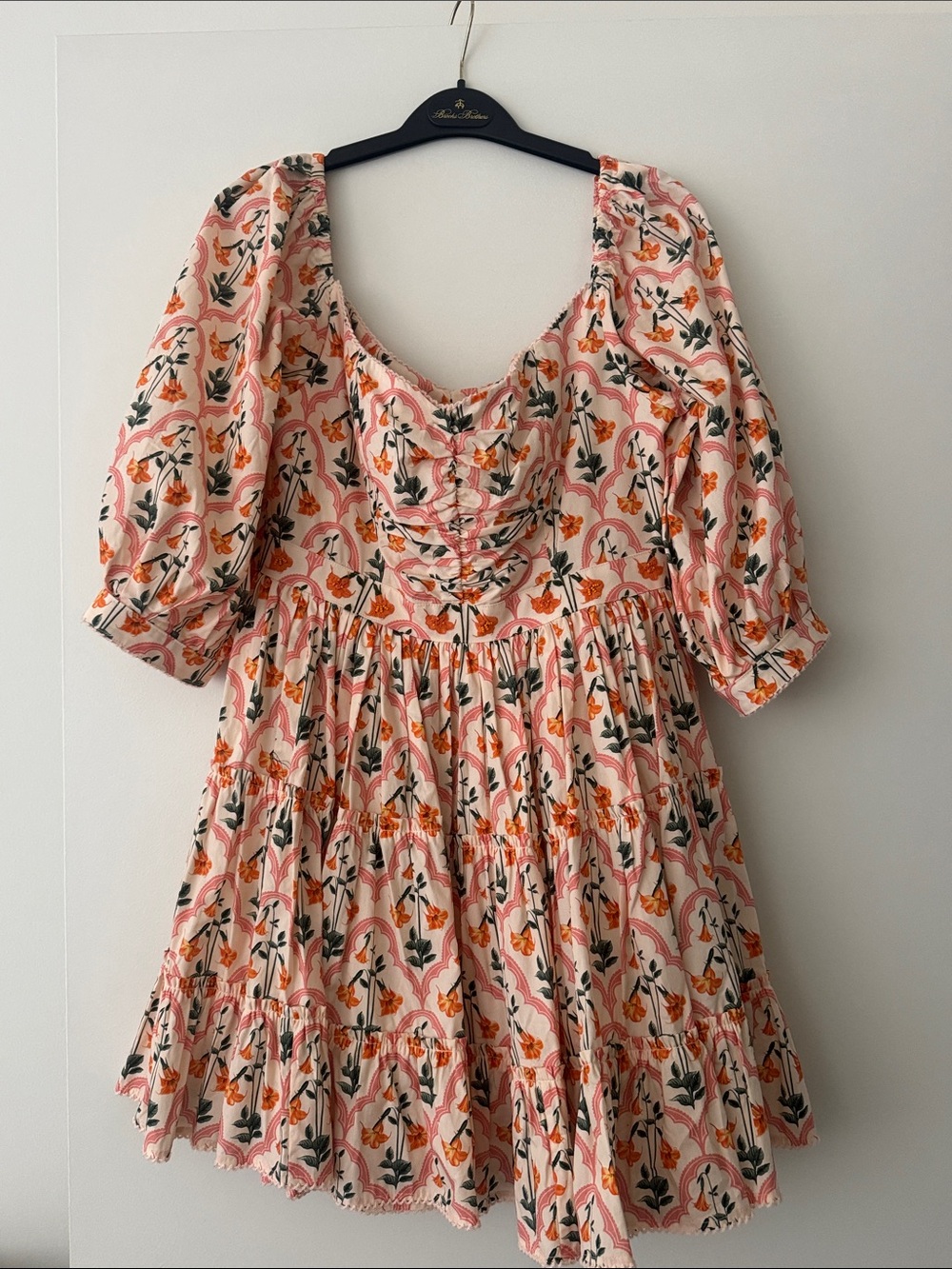 Agua by Agua Bendita Pink Floral Puff-Sleeve Mini Dress